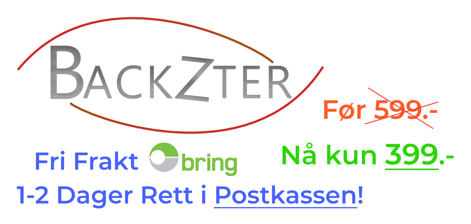 backzter logo, bring logo, fri frakt, 1-2 dager rett i postkassen, nå kun 399:-
